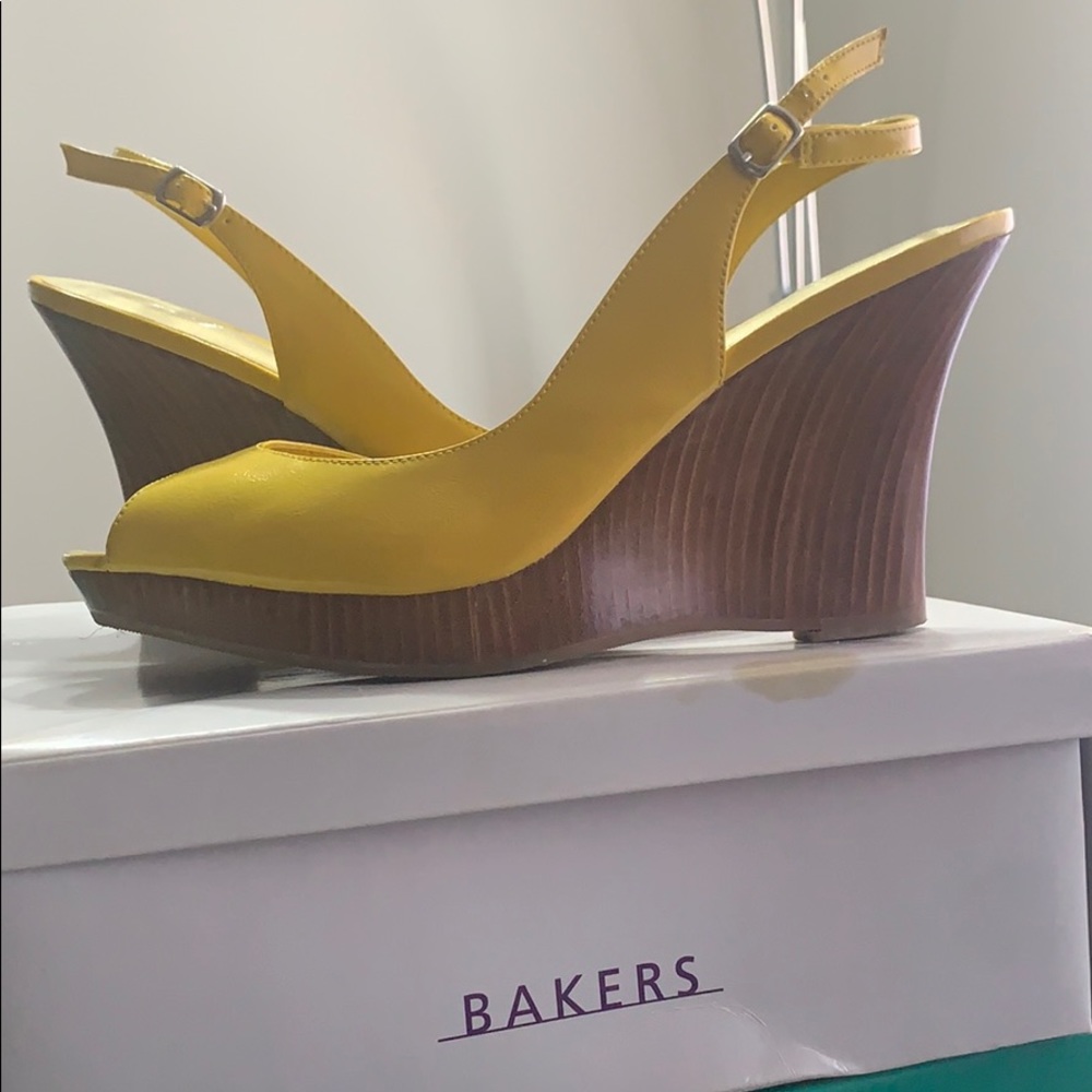 Yellow Peep Toe Wedges